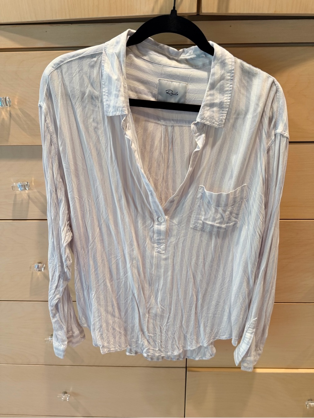 Rails White & Lilac Striped Collared Shirt